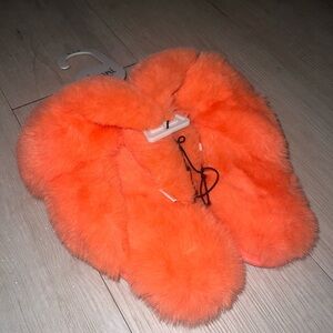 Orange Faux Fur Slippers